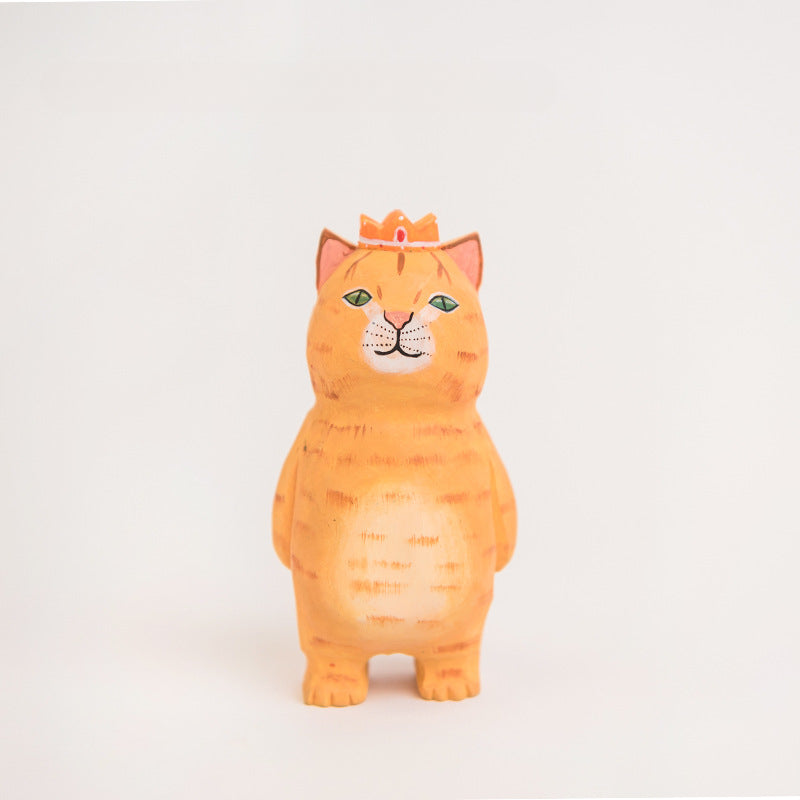 Creative hand-carved painted cat Figurine