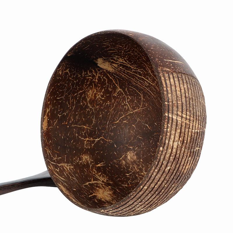 Striped Coconut Bowl and Wenge Wood Spoon Set - chicnests