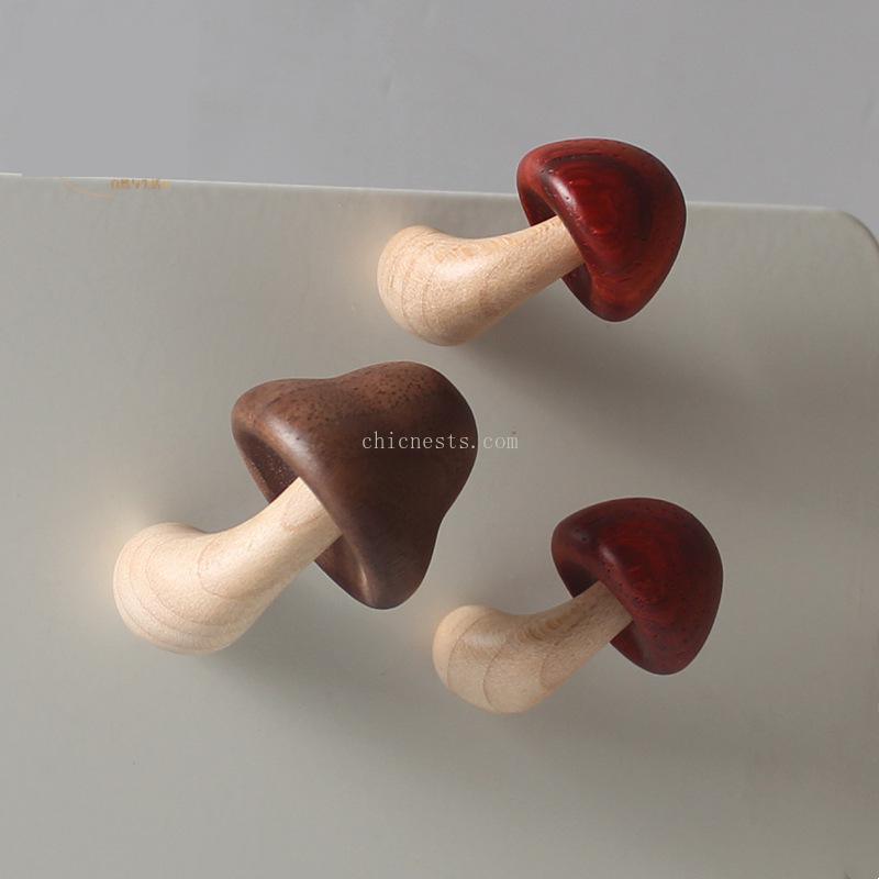 Wooden Carving Magnetic Creative Crafts Decoration Home Accessories Solid Wood Mushroom fridge magnet - chicnests