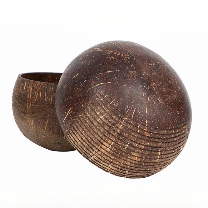 Striped Coconut Bowl and Wenge Wood Spoon Set - chicnests