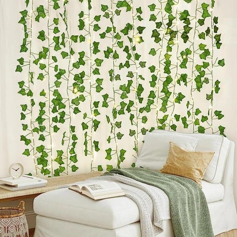 Artificial Ivy Vine Green Plant Wall Hanging Vine Shade Green Strips Wedding Party Garden Home Decor Simulation Vine - chicnests