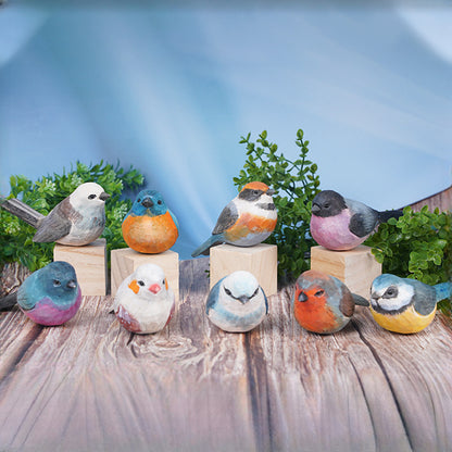 Handcrafted Carvings  Titmouse Figurines