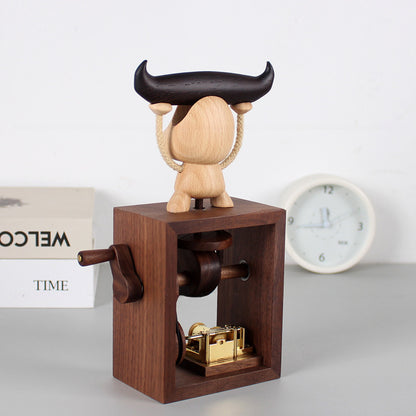 Cute Wooden Cattle Music Box