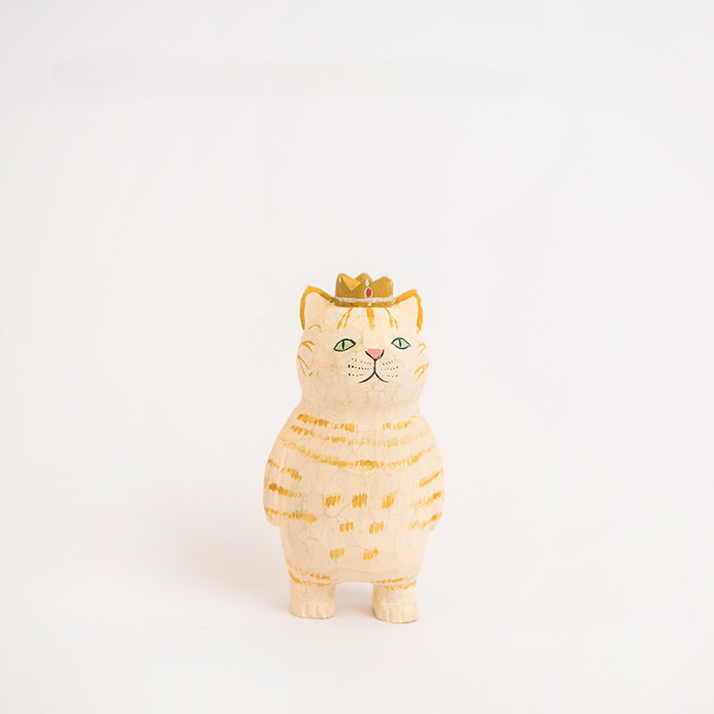 Creative hand-carved painted cat Figurine