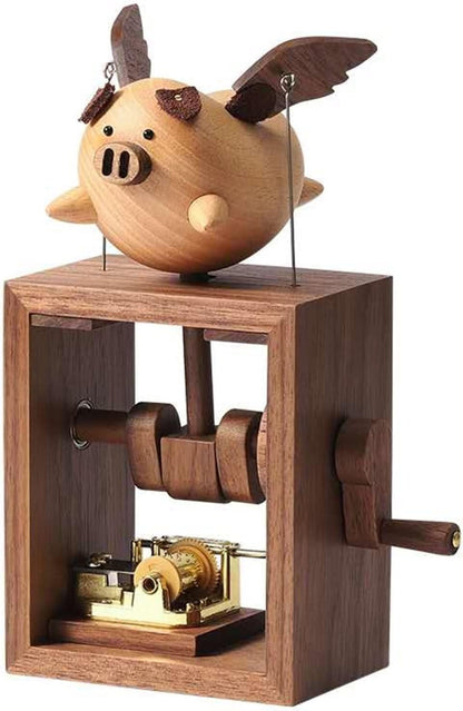 Flying Pig Hand-cranked Music Box - chicnests