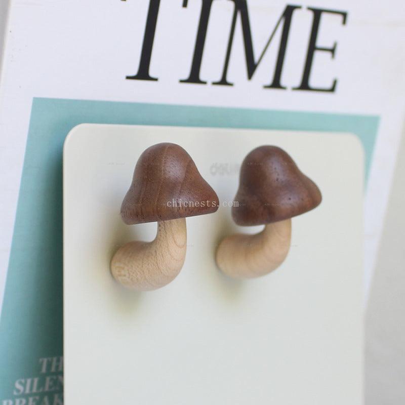 Wooden Carving Magnetic Creative Crafts Decoration Home Accessories Solid Wood Mushroom fridge magnet - chicnests