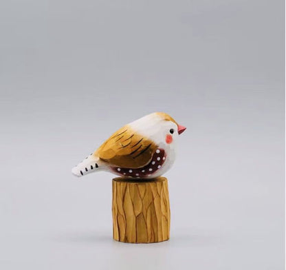 Hand Carved Titmouse Figurines