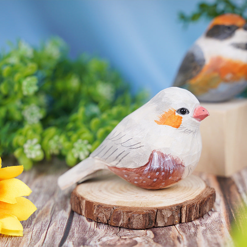 Handcrafted Carvings  Titmouse Figurines