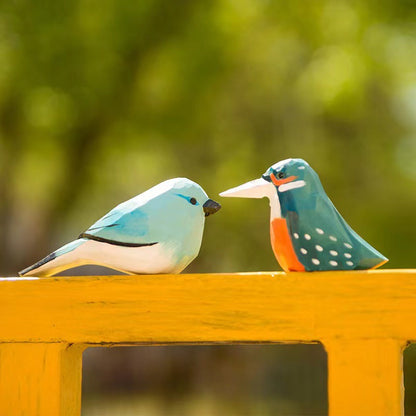 Hand Carved Titmouse Figurines