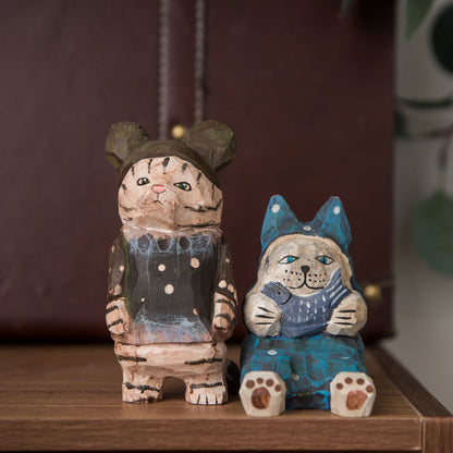 Exclusive Handmade Wooden Carved Creative Cat / Lucky Cat