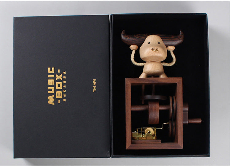 Cute Wooden Cattle Music Box