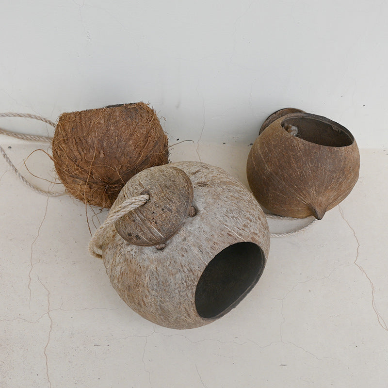 Natural coconut shell bird nest