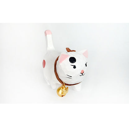 Hand-carved Cats Figurine  with Bells on Necks