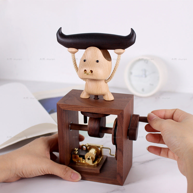 Cute Wooden Cattle Music Box