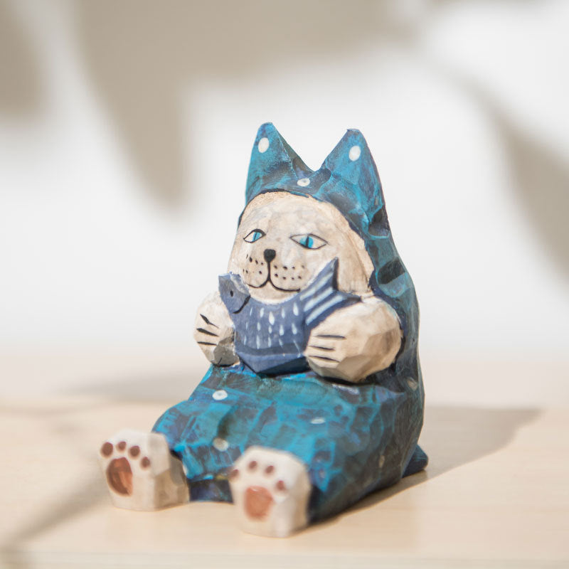 Exclusive Handmade Wooden Carved Creative Cat / Lucky Cat