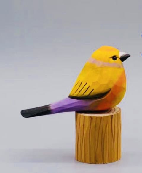 Hand Carved Titmouse Figurines