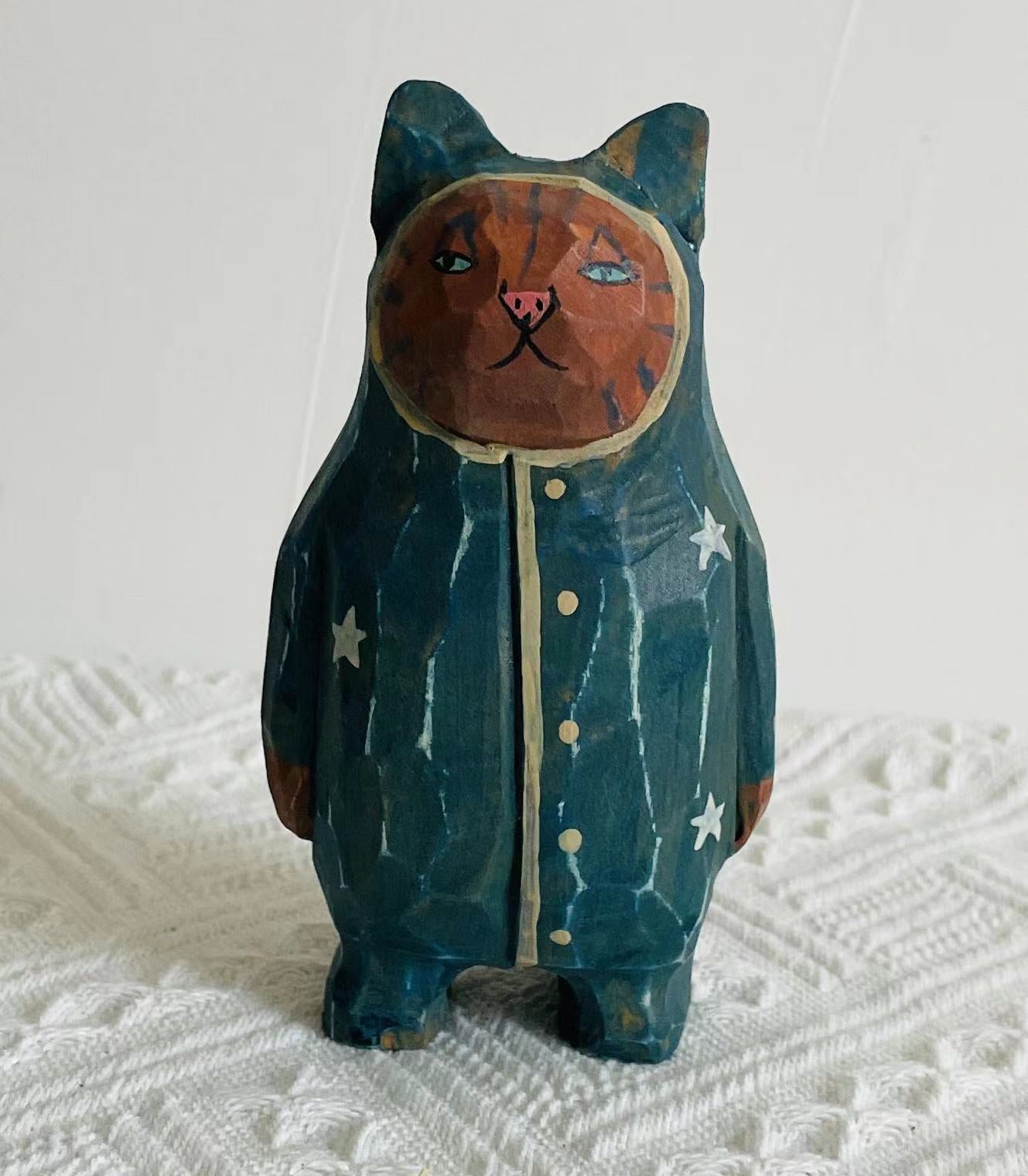 Exclusive Handmade Wooden Carved Creative Cat / Lucky Cat