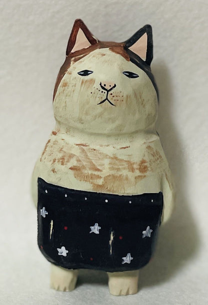 Creative hand-carved painted cat Figurine