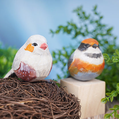 Handcrafted Carvings  Titmouse Figurines