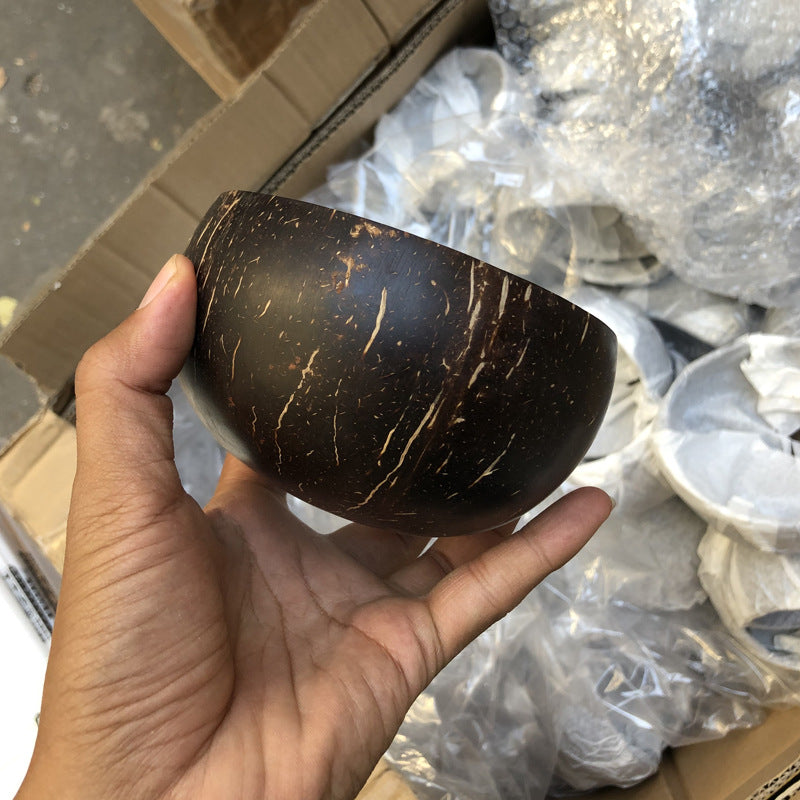 Coconut Bowl and Wenge Wood Spoon Set