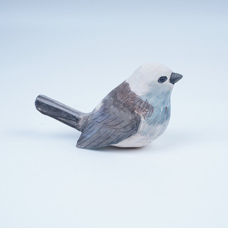 Handcrafted Carvings  Titmouse Figurines