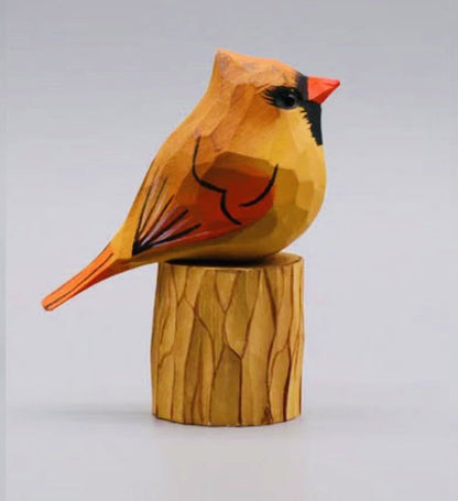 Hand Carved Titmouse Figurines