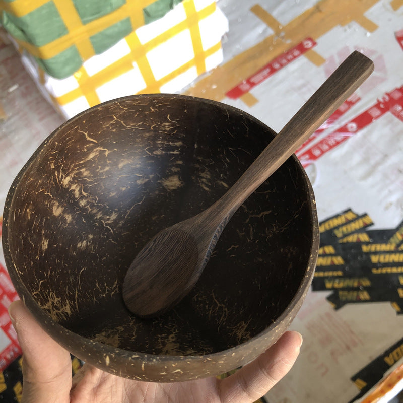 Coconut Bowl and Wenge Wood Spoon Set