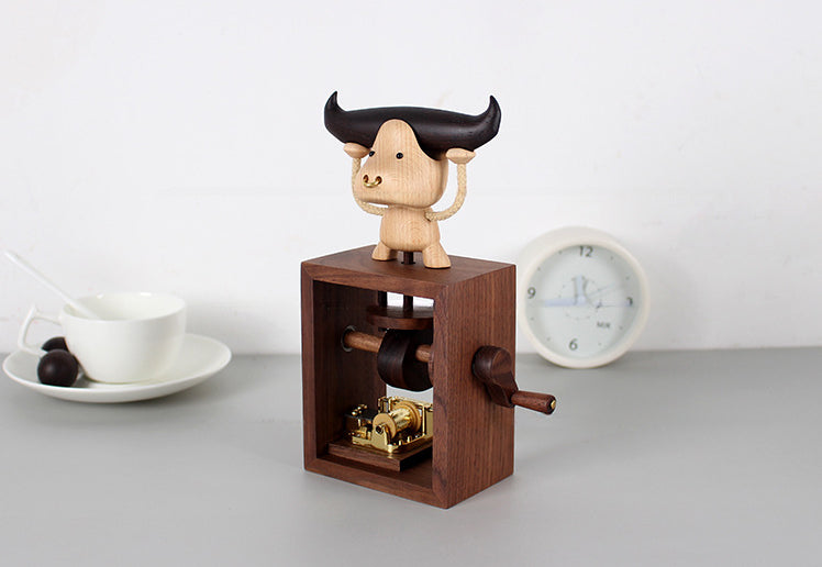 Cute Wooden Cattle Music Box