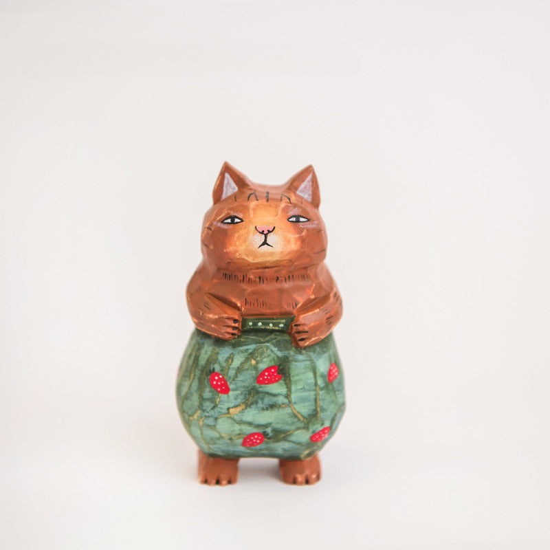 Creative hand-carved painted cat Figurine