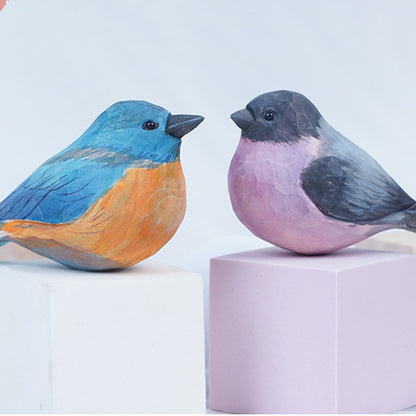 Handcrafted Carvings  Titmouse Figurines