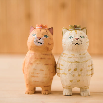 Creative hand-carved painted cat Figurine