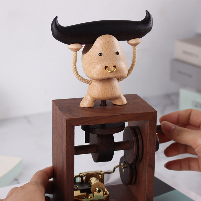 Cute Wooden Cattle Music Box