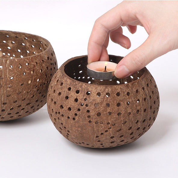 Coconut shell star candle cup