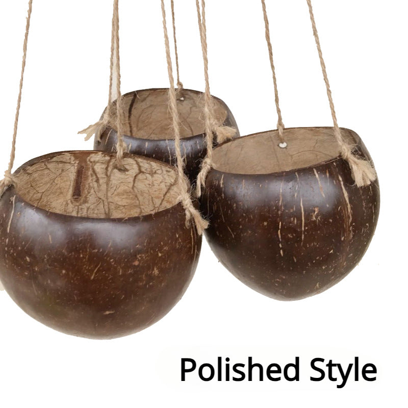 Creative natural coconut shell hanging plant basket