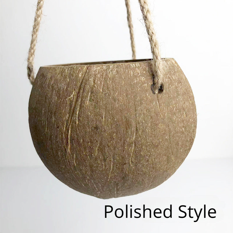 Creative natural coconut shell hanging plant basket