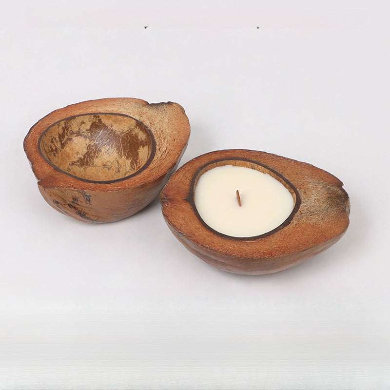 DIY Coconut Shell with Skin Candle Container