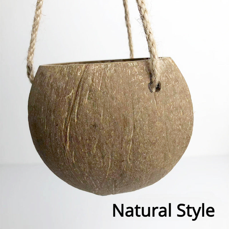 Creative natural coconut shell hanging plant basket